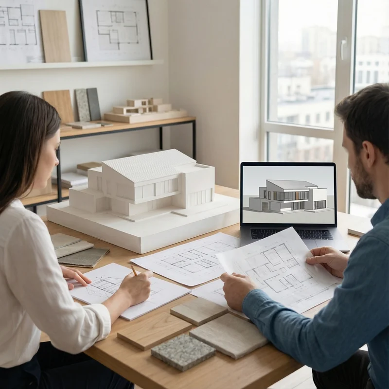 Architektur Zürich - Architekten präsentieren Entwurf mit physischem Modell und CAD